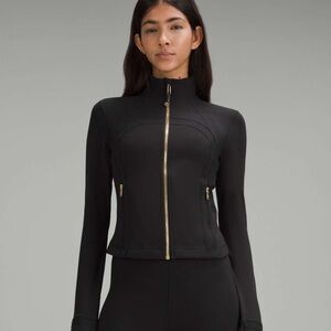Black Cropped Lululemon Define Jacket Nulu with Gold Zipper
